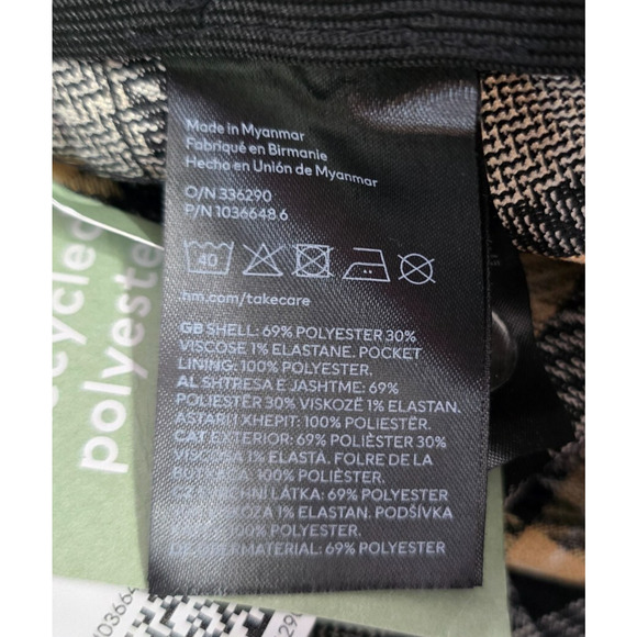 H&M Pants Women's 2 Tan Gray Plaid Ankle Tweed NWT - Picture 4 of 16